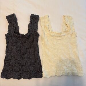 Free People Textured Tank Tops - Black and Cream